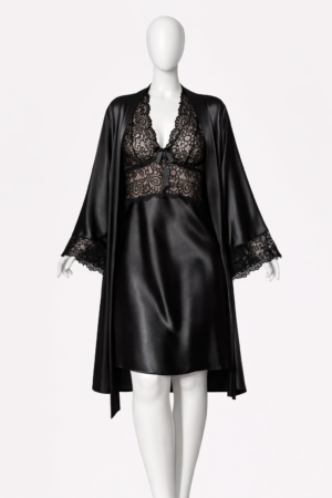 Ensemble Nuit Intense Noir Satin & Dentelle