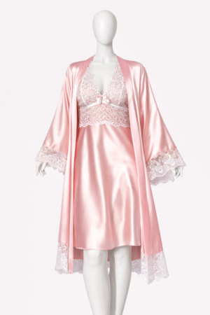 Ensemble Nuit Rose Satin & Dentelle Élégance