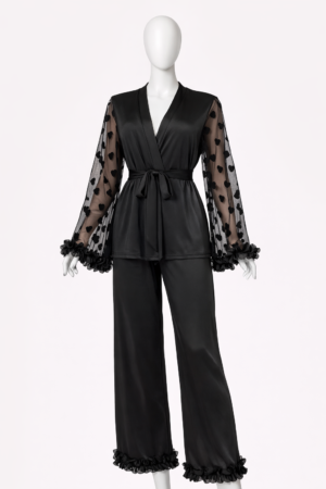 Ensemble Nuit Élégance Noire Dentelle Luxe