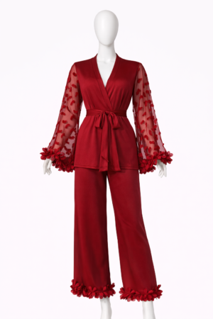 Ensemble Nuit Passion Rouge Dentelle Élégante