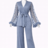 Ensemble Nuit Élégance Bleu Brume Satin & Voile
