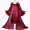 Ensemble Nuit Passion Satin & Voile Rouge