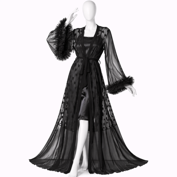 Ensemble Nuit Mystère Satin & Voile Noir