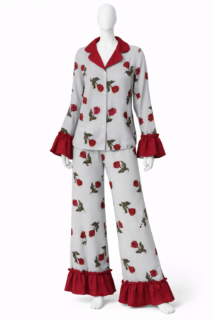 Ensemble Nuit Floral Gris Élégance