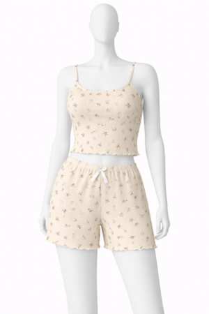Ensemble Nuit Floral Crème – Douceur & Confort
