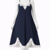 Nuisette Satin Bleu Nuit – Dentelle Élégante
