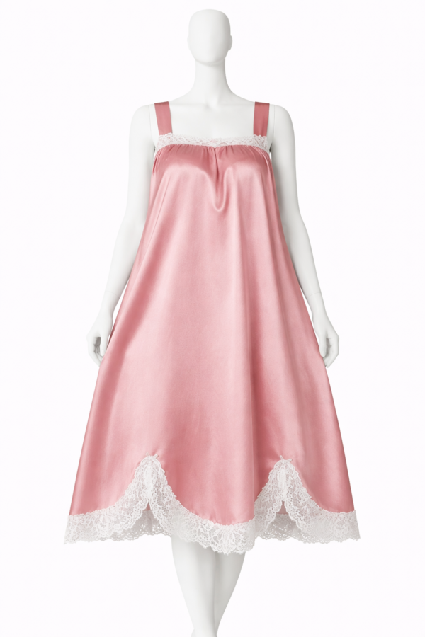 Chemise de Nuit Satin Rose – Élégance Satinée