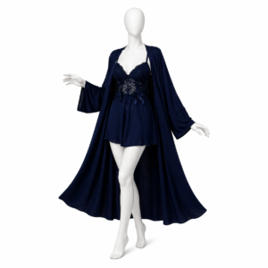 Ensemble Nuisette & Kimono Bleu Nuit Élégance Luxe