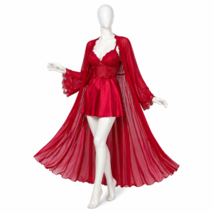 Ensemble Nuisette & Kimono Rouge Passion Luxe