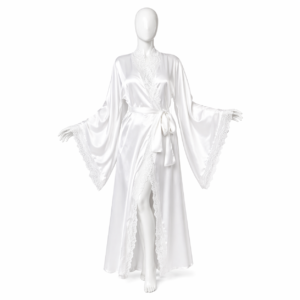 Kimono Satin Blanc Luxe & Dentelle Royale
