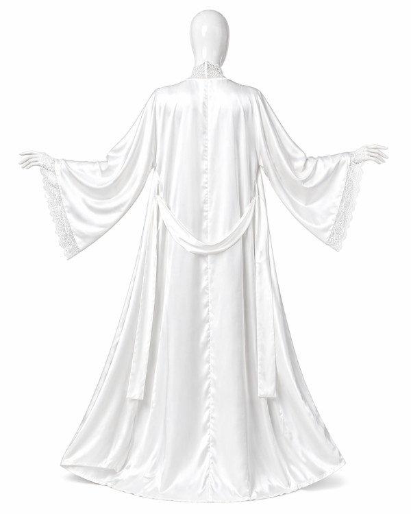 Kimono Satin Blanc Luxe & Dentelle Royale