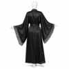 Kimono Satin Noir Luxe & Dentelle Élégante