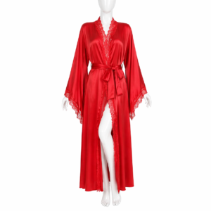 Kimono Satin Rouge Passion & Dentelle Élégance