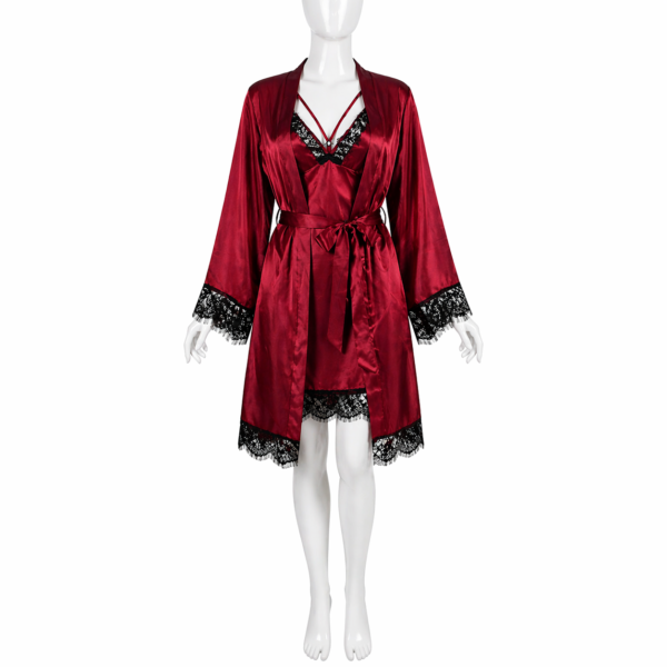Ensemble Satin Rouge Intense & Dentelle Noire Chic