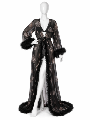Kimono Nuit Sauvage Chic – Dentelle & Motifs Léopard
