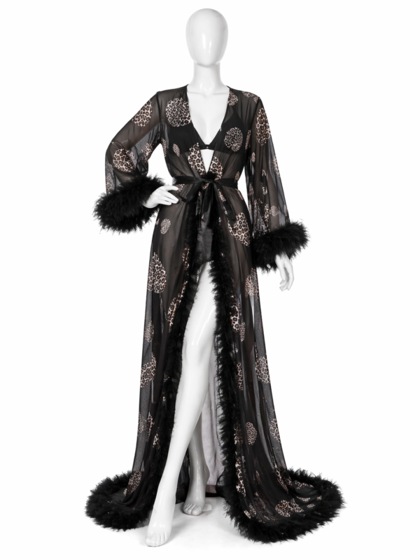 Kimono Nuit Sauvage Chic – Dentelle & Motifs Léopard