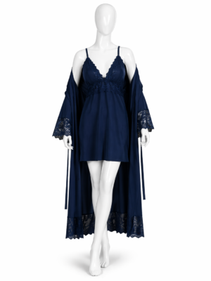 Ensemble Nuit Élégance Bleu Nuit & Dentelle Fine