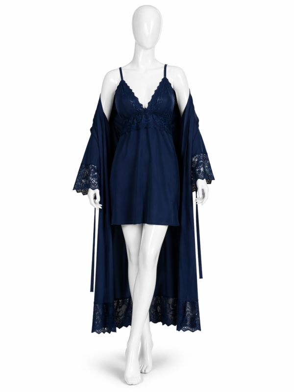 Ensemble Nuit Élégance Bleu Nuit & Dentelle Fine