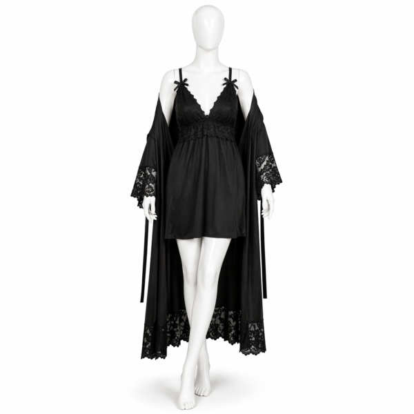 Ensemble Nuit Mystère Noir & Dentelle Élégante