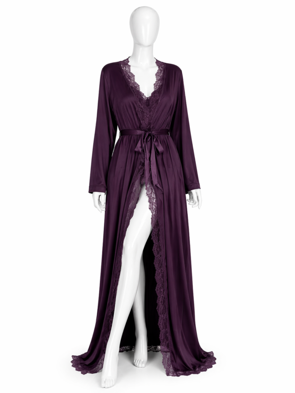 Kimono Nuit Prune Royale – Élégance Sensuelle