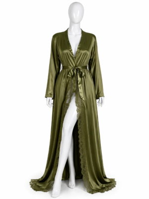 Kimono Nuit Olive Luxe – Élégance Naturelle