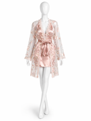 Ensemble Nuit Rose Satin Fleuri – Douce Séduction
