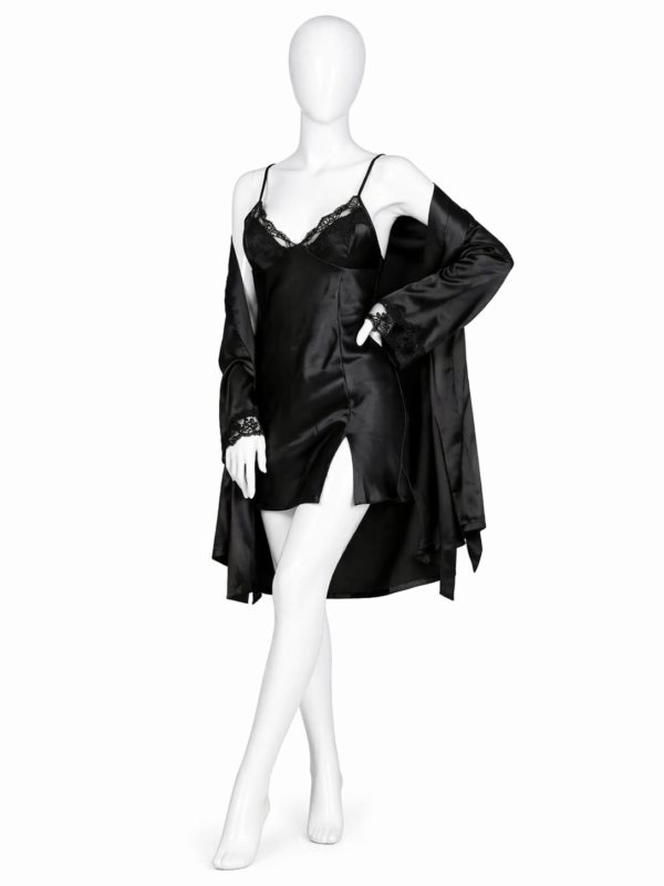 Ensemble Nuit Satin Noir – Élégance Intemporelle Ensemble Nuit Satin Noir – Élégance Intemporelle