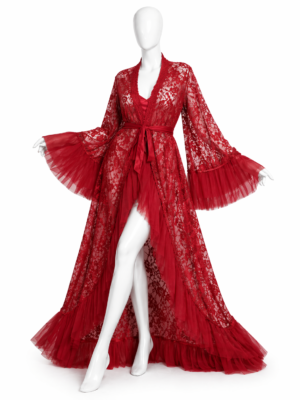 Kimono Nuit Rouge Prestige – Dentelle Royale