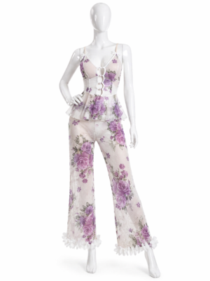 Pyjama Velours Floral Élégance – Collection Douce Nuit