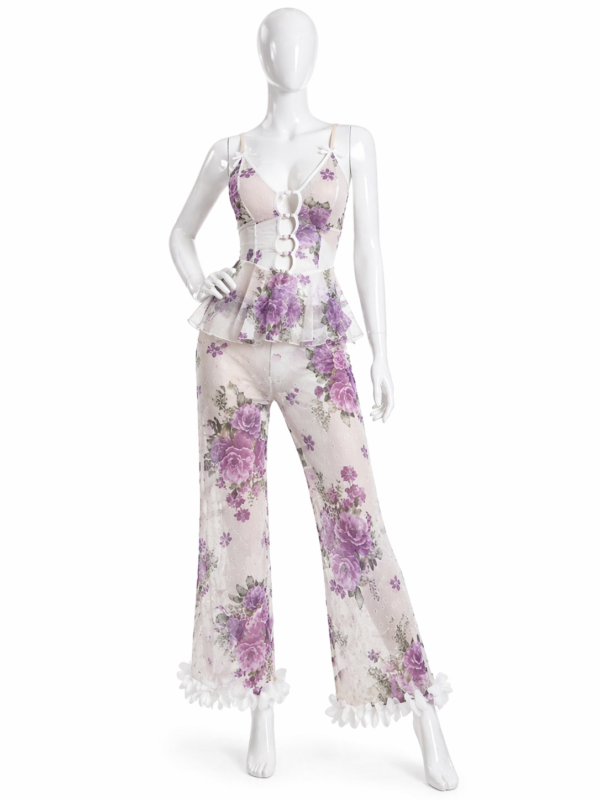 Pyjama Velours Floral Élégance – Collection Douce Nuit