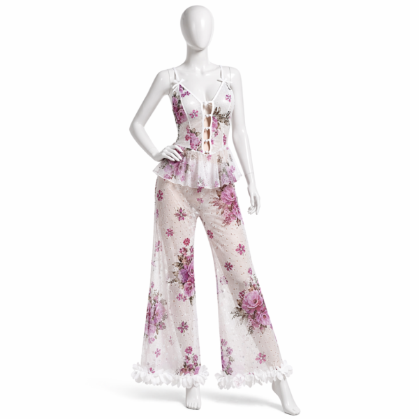 Pyjama Fleuri Élégance Satinée – Collection Douceur Nuit