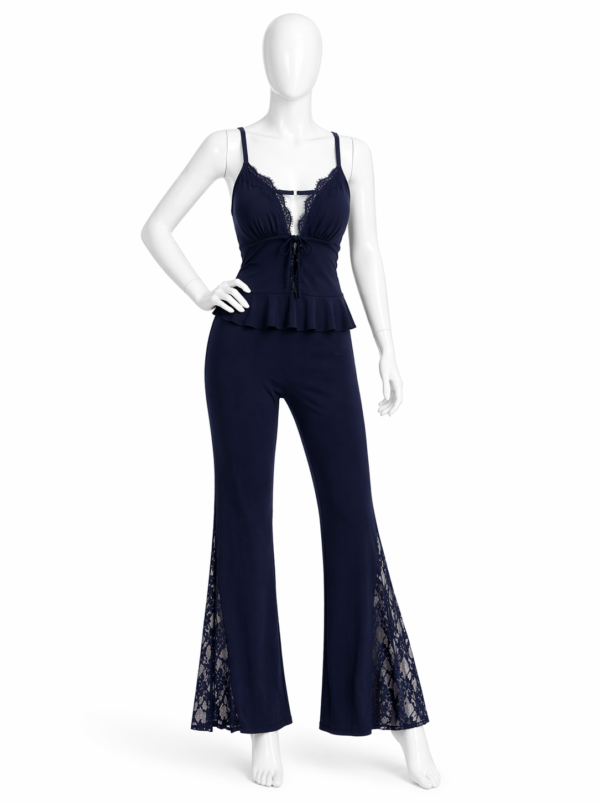 Ensemble Nuit Élégance Bleu Nuit – Dentelle Raffinée