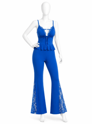 Ensemble Nuit Élégance Bleu Royal – Dentelle Chic