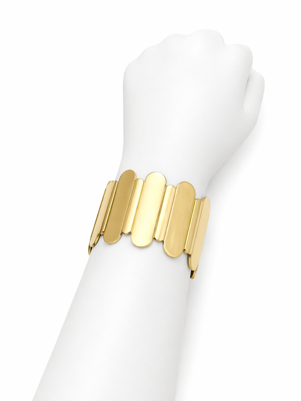 Bracelet Manchette Plaques Élégance Or