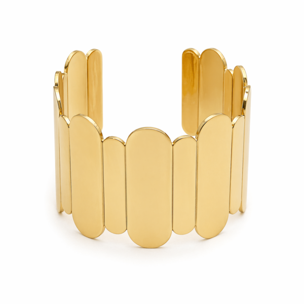 Bracelet Manchette Plaques Élégance Or