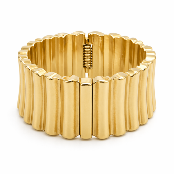 Bracelet Manchette Plissé Luxe Or