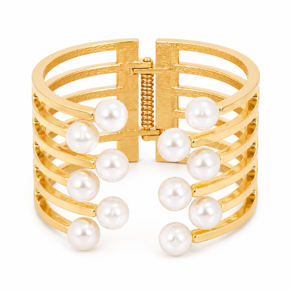 Bracelet Manchette Perles Élégance Dorée