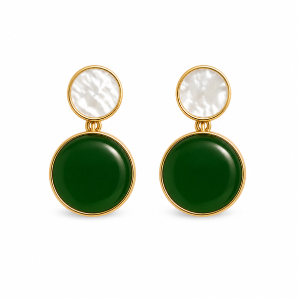 Boucles Élégance Émeraude & Nacre