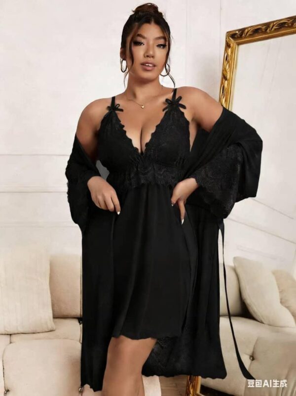 Ensemble Nuit Mystère Noir & Dentelle Élégante