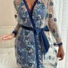 Ensemble Nuit Fleurie Bleu Élégance