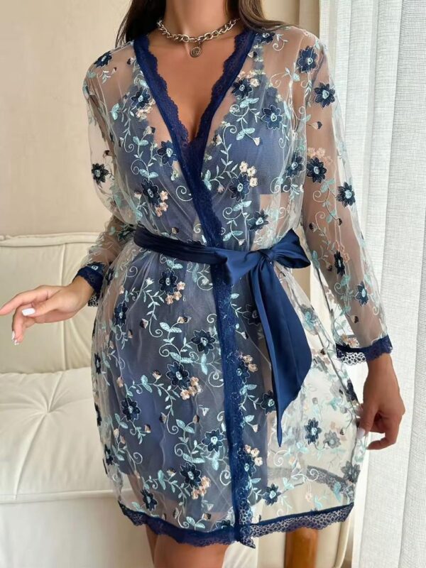 Ensemble Nuit Fleurie Bleu Élégance