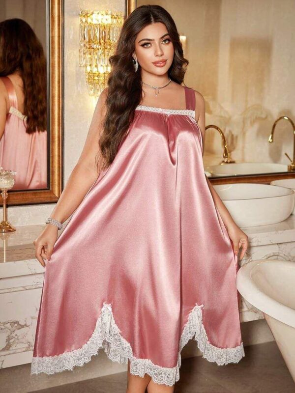 Chemise de Nuit Satin Rose – Élégance Satinée