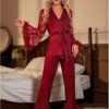 Ensemble Nuit Passion Rouge Dentelle Élégante