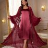 Ensemble Nuit Passion Satin & Voile Rouge