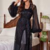 Ensemble Nuit Mystère Satin & Voile Noir