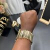 Bracelet Manchette Plissé Luxe Or
