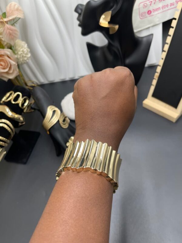 Bracelet Manchette Plissé Luxe Or