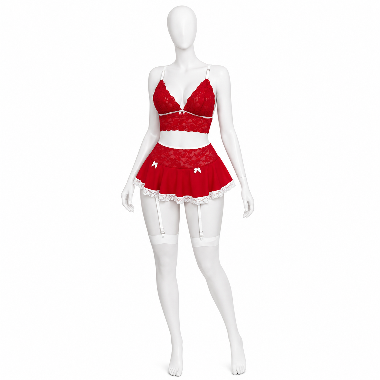 Ensemble Lingerie Rouge Passion 3 Pièces