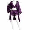 Ensemble Nuit Royale Violet – Satin & Dentelle 3 Pièces