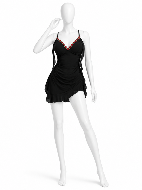 Nuisette Séduction Noire – Dentelle & Roses Rouges
